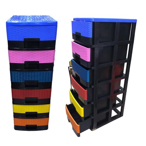 Phoenix 6 in 1 multi color baby drawer cupboard wardrobe bed room furniture kids cupboard heavy duty- 11030