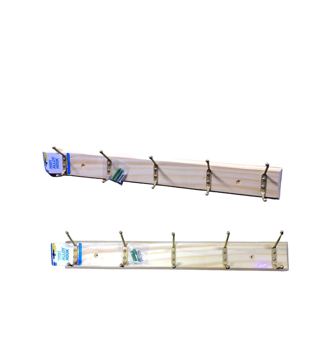 5 Wooden Door Clothes Hanging Rail Storage Hooks Hat Coat Rack Wall Mounted-12132 - Image 3