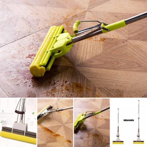 Sponge Mop Floor Cleaning Adjustable Magic Mop Stainless Steel Handle Squeeze Mop- 2756