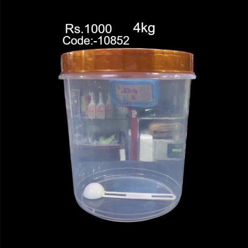High Quality Durable Attractive Transparent Plastic Curry Biscuit Grain Food Storage Container with Very Good Sealed SILVER Lid Fully Air Tight Ants cannot enter - 10852
