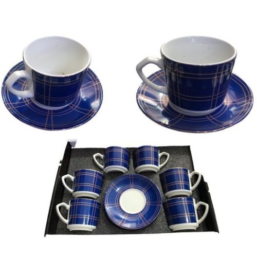 COFFEE SET COLOUR CHECK 12PCS 505 CUP-6 AND SAUCE-6 -5898