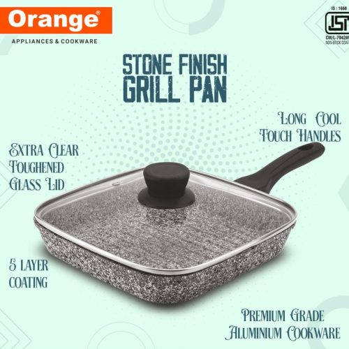 ORANGE GRILL PAN STONE FINISH - 10982