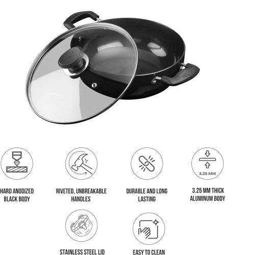 ORANGE DEEP KADAI 12INCH HARD ANODIZED  -12780