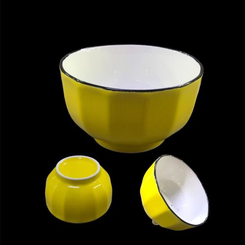 CERAMIC BOWL CROSSLINE YELLOW 12CM Size:-12*7 Cm Code:-12495