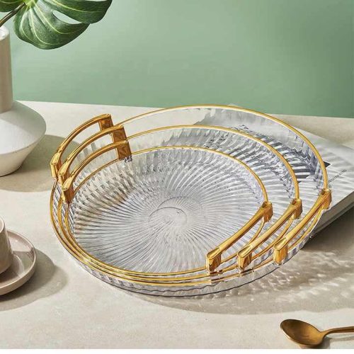 Tray Fruit Tray Makeup Tray Serving Tray with Handles Jewelry Perfume Cosmetics Holders - 13067
