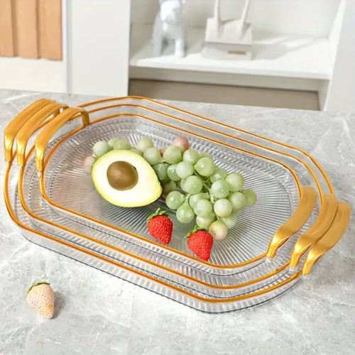 Tray Fruit Tray Makeup Tray Serving Tray with Handles Jewelry Perfume Cosmetics Holders - 13069