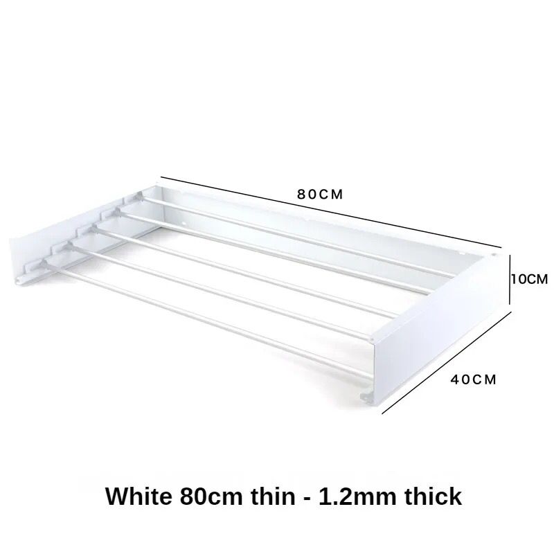 Wall Mount Rack Hidden Wall-Mounted Foldable Cloth Drying Rack Double Tiers for Drying Clothes in Kitchen or Bathroom 100CM-11785 - Image 3