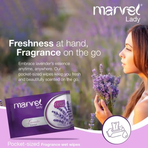 Marvel Lady Wet Wipes Lavender/wet tissues - 10pcs Pack -7906