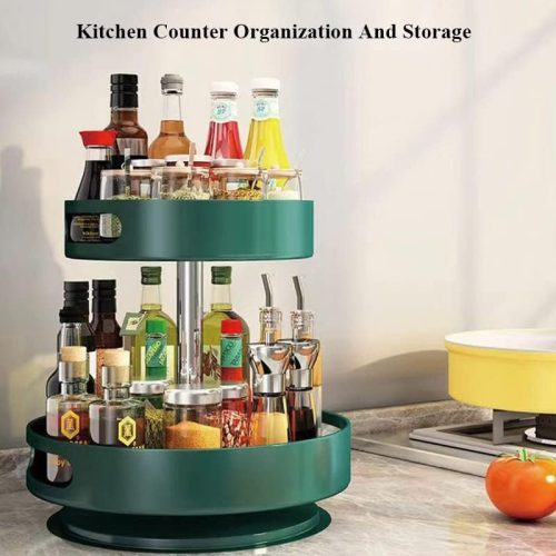 3-Tier Spice Organiser, Turntable Spice Rack, Kitchen Counter Organisation a Code:-12380