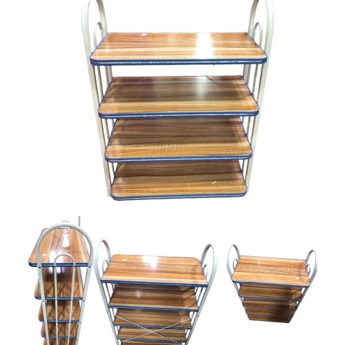 Wooden rack Multifunctional 4 Tier wooden base organizer, strong metal shelf (FLAT)-13562