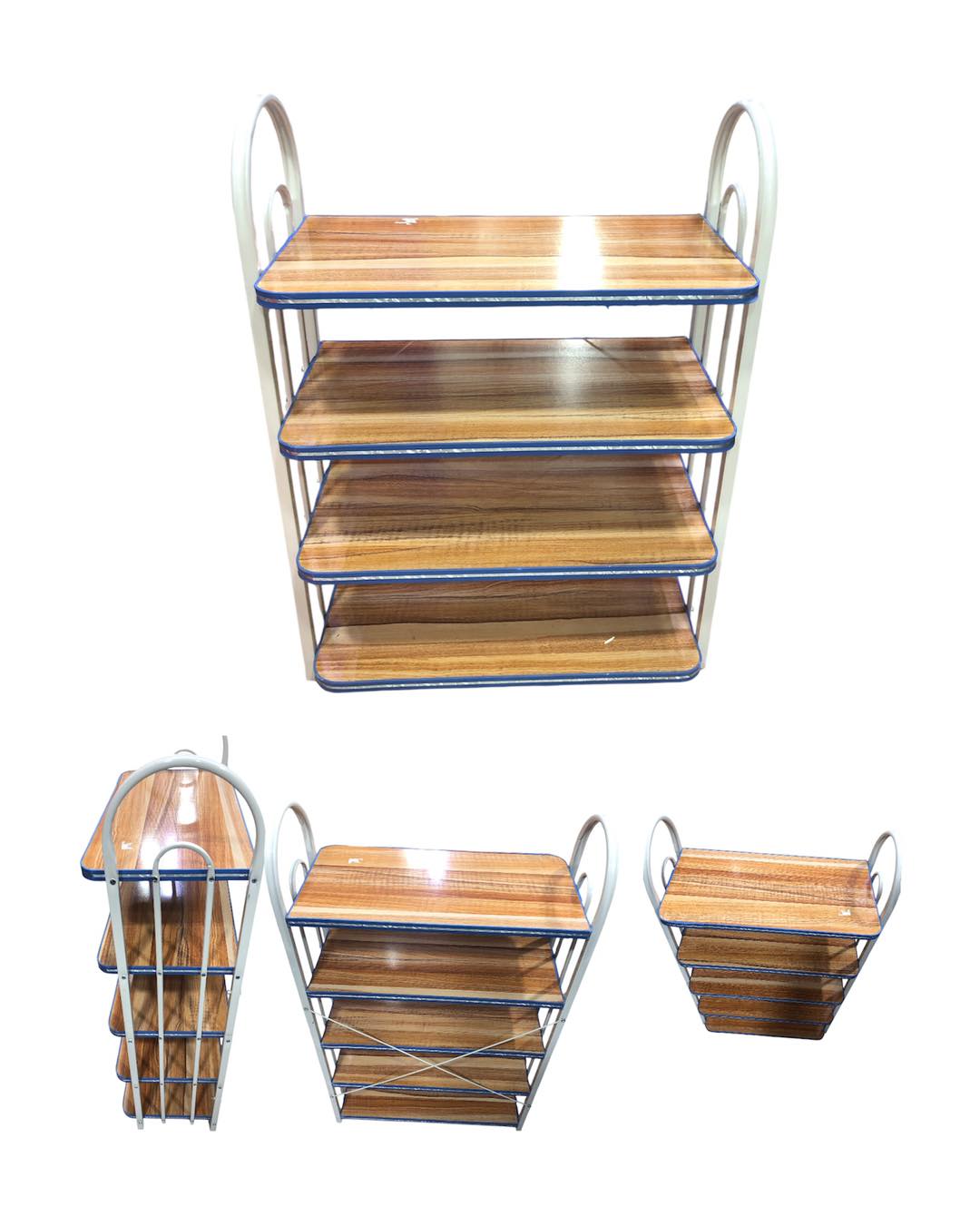 Wooden rack Multifunctional 4 Tier wooden base organizer, strong metal shelf (FLAT)-13562