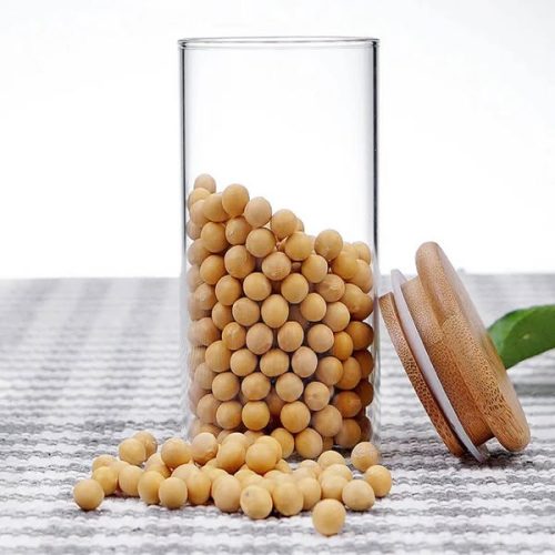 GLASS BOTTLE BAMBOO LID Size:- 8.5 M G12-16 775ml 16*9 cm Code:-9284