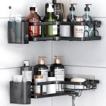 Shower Corner Shelf, 2 Shower Corner Shelves, Adhesive Shower Shelves No Drilling, Toiletries Storage Rack, Bathroom Shower Organizer CORNER STAND BLACK 1PC Code:-13895