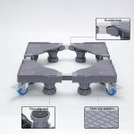 Fridge Stand Universal Mobile Base Movable Washing Machine Base Stand Adjustable Washer Dryer Refrigerator Bases Appliance Dolly Square with 4 Locking Dual-wheel and 8 Lifting Feet (Single-tube) -2706