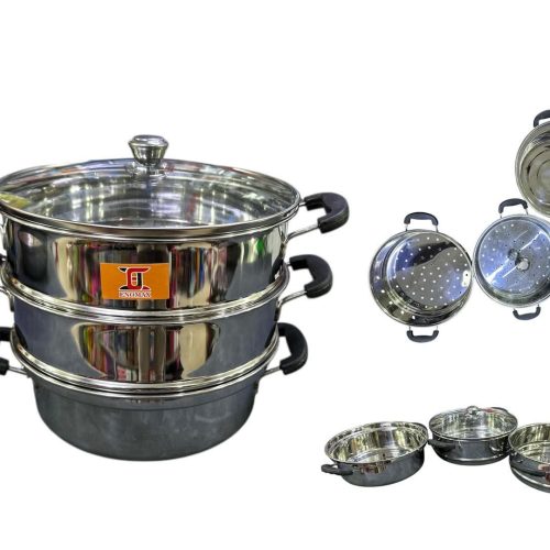 Multi 3 Tier Layer Stainless Steel Steamer For Puto Siomai Cookware Home Kitchen FOOD STEAMER ST.STEEN 3 TIER GLASS LID