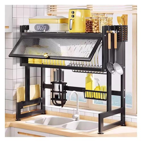 Sink Dish Drying Rack (65 Cm) Large Dish Rack Metal Over The Counter Dish Drying Rack for Kitchen Sink Shlef | 2-Tier Over Sink Dish Drying Rack, Large Kitchen Counter Organizer