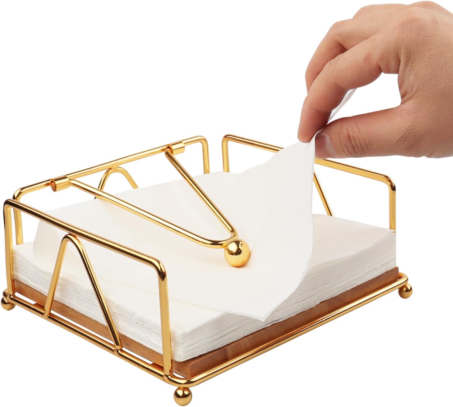 TISSUE HOLDER GOLD WITH BOARD -12280