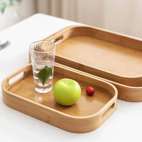 BAMBOO TRAY DEEP SQ L Size:- 46*34*5CM  Code:-13410