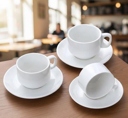 CUP AND SAUCER PLAIN WHITW SOMATHILAKA 1PCS SET - 15054